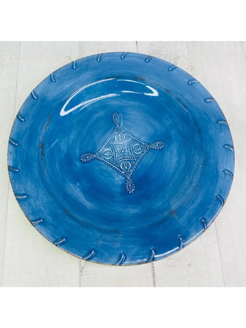 Home TM Blue Brush Strokes Embossed Detail Center Ceramic 10